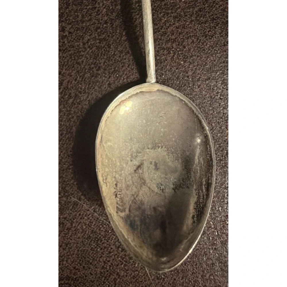 TOSHIKANE Japanese Okame Sterling Silver & Hand Painted Porcelain Souvenir Spoon
